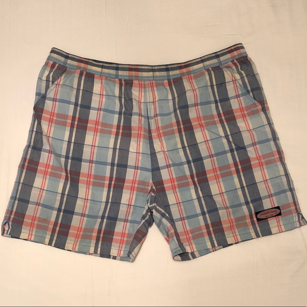Mens Blue, Pink Plaid  Vineyard Vines Chappy Trunk - Picture 6 of 8